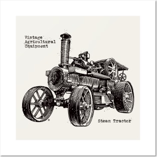 Grunge steam tractor Posters and Art